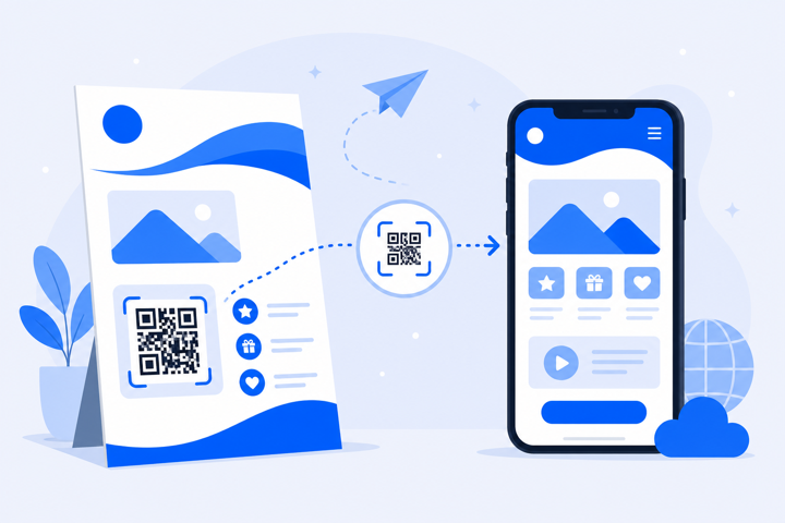 Print materials connecting to digital experiences through QR codes